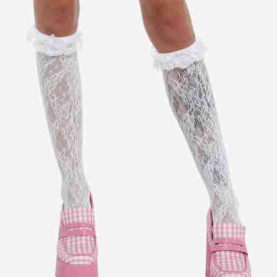 Lace Ruffle Knee High Socks