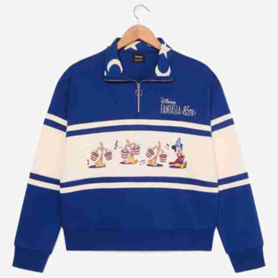 Disney Fantasia Sorcerer Mickey Quarter Zip Crewneck