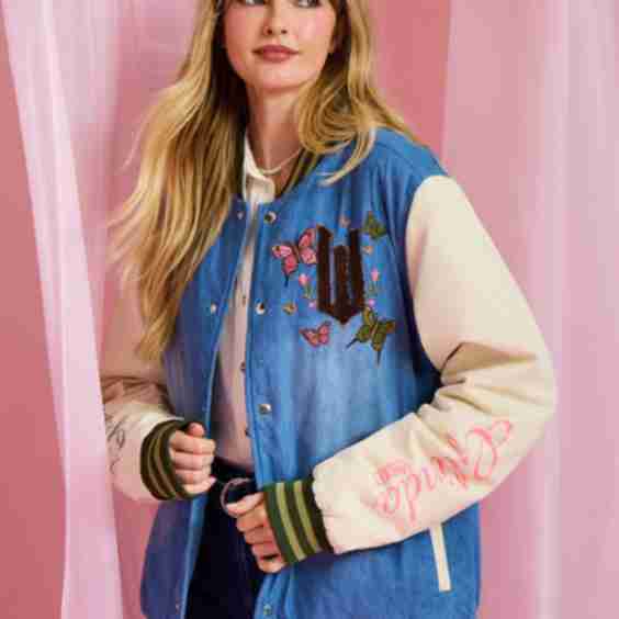 Wicked Glinda & Elphaba Denim Varsity Jacket - BoxLunch Exclusive