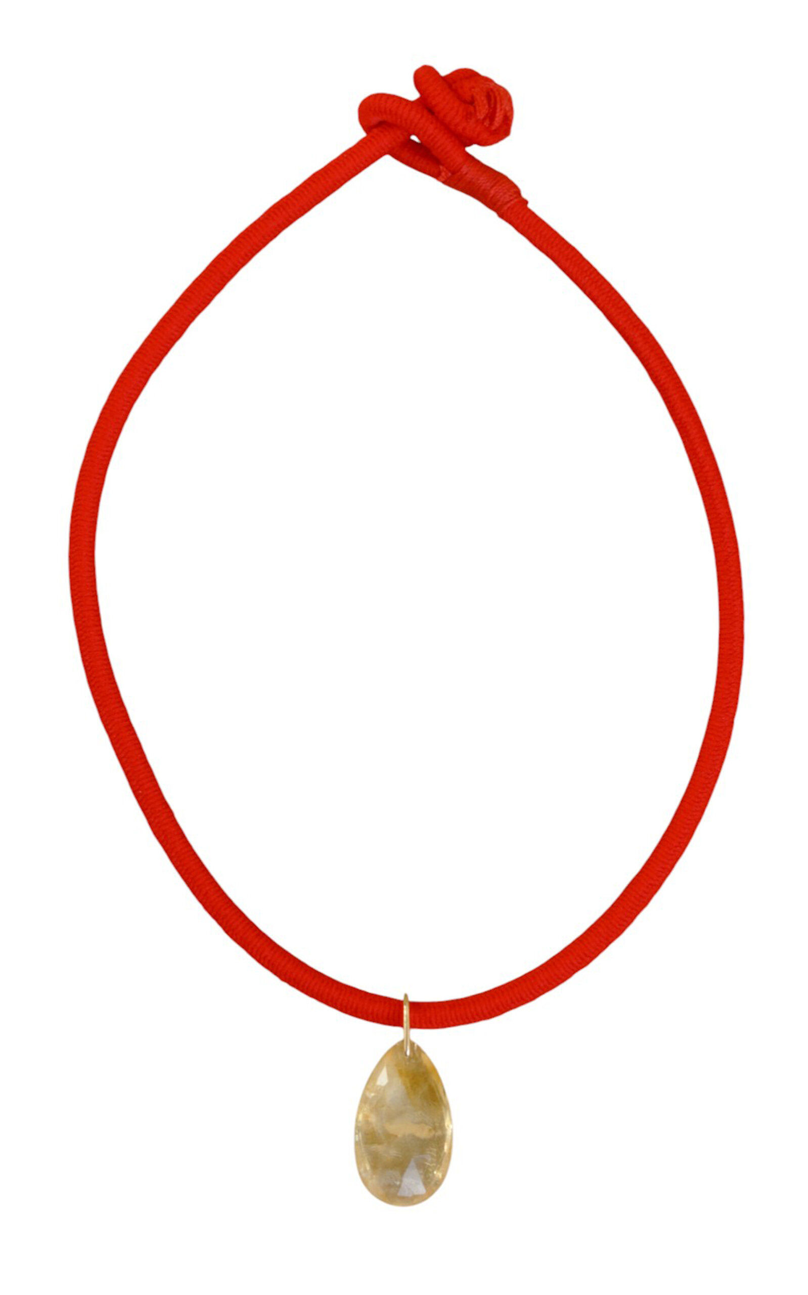 14k Yellow Gold Drop Cord Petite Citrine Necklace