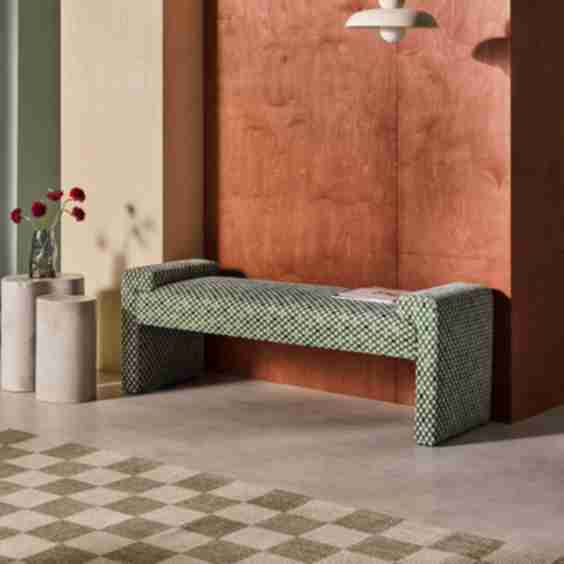 Brixton Bench in Checked Velvet