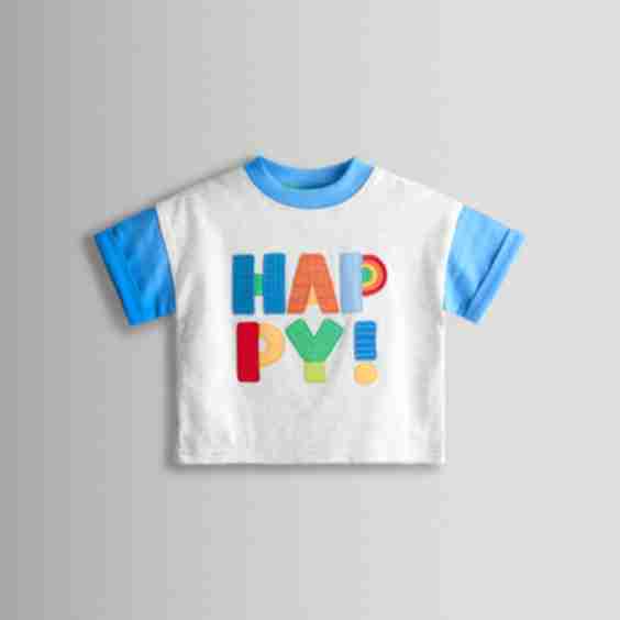 Happy Slogan Appliqué T-Shirt