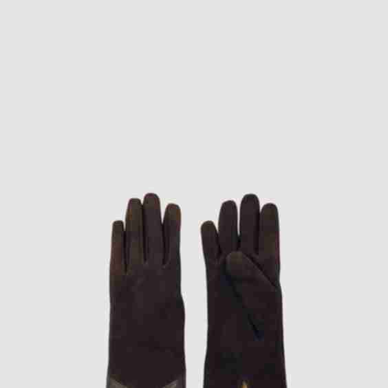 Suede Leather Trim Gloves 