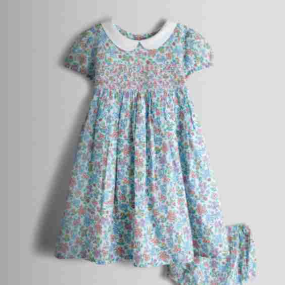 Collared Ditsy Floral Smocked Dress