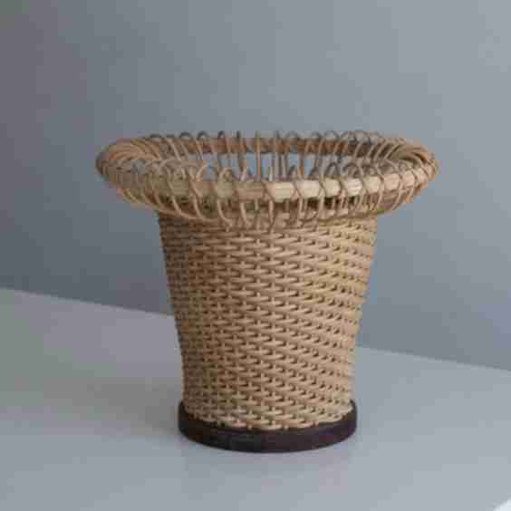 Handwoven Wicker Wastebasket