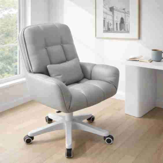 Plush Ergonomic Office Chair With 360 Rotation Comfortable Desk Chair  - Latex Skin-Friendly Velvet
