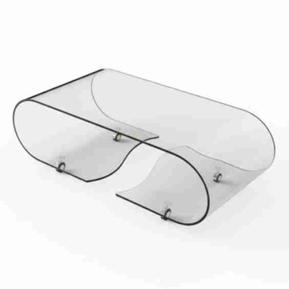 Contemporary Waterfall Glass Coffee Table With Rolling Casters And S Shaped Storage Shelf Clear 35 L X 20 W X 15 H Coffee Tables