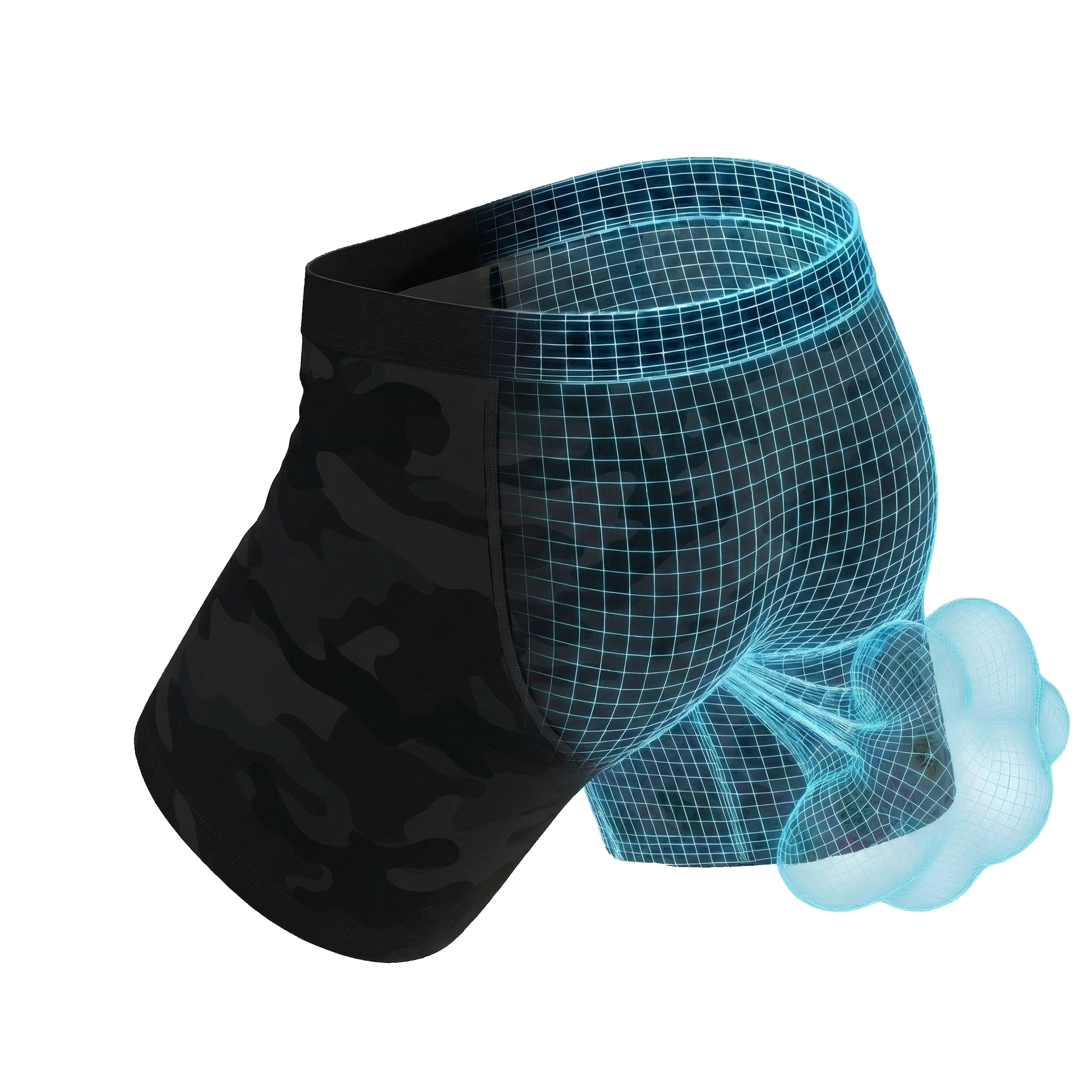 Fart Blocking Modal Boxer Black Camouflage