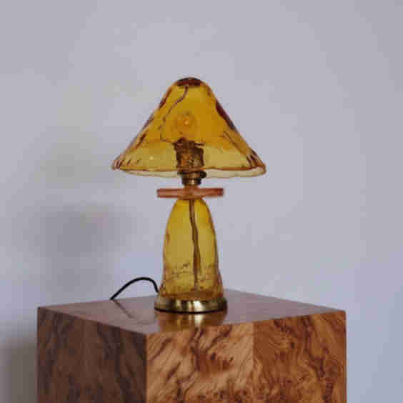 Amber Glass Mushroom Lamp
