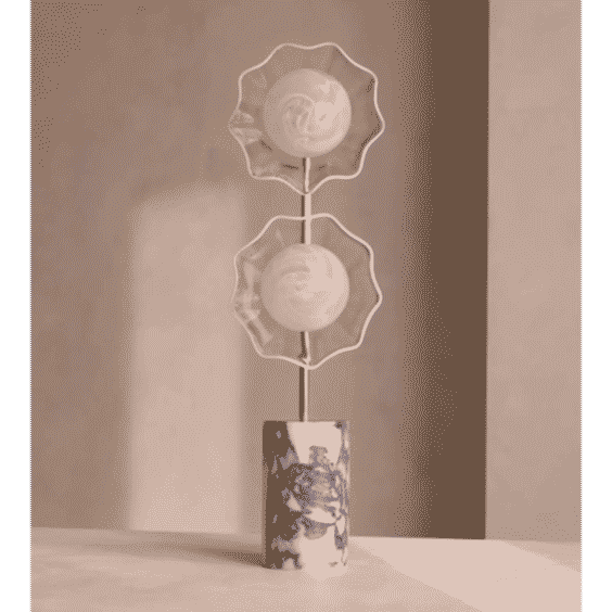 Brass Metal Floor Lamp with Marble Base