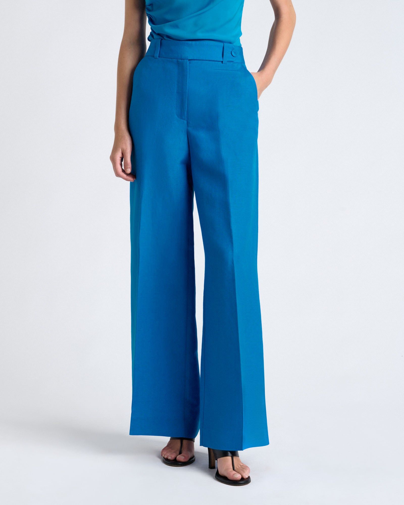 Lustre Linen Blend Wide Leg Pant