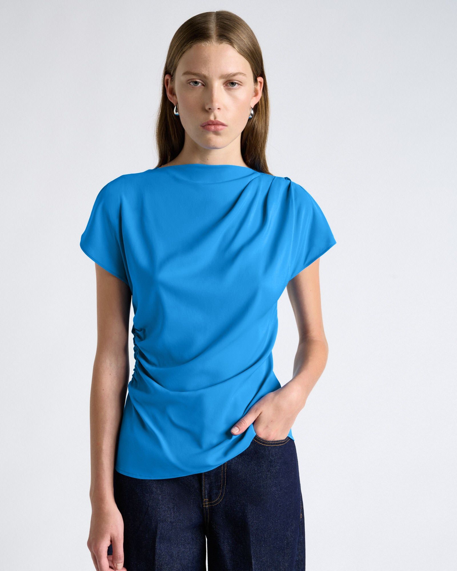 Stretch Viscose Split Sleeve Top