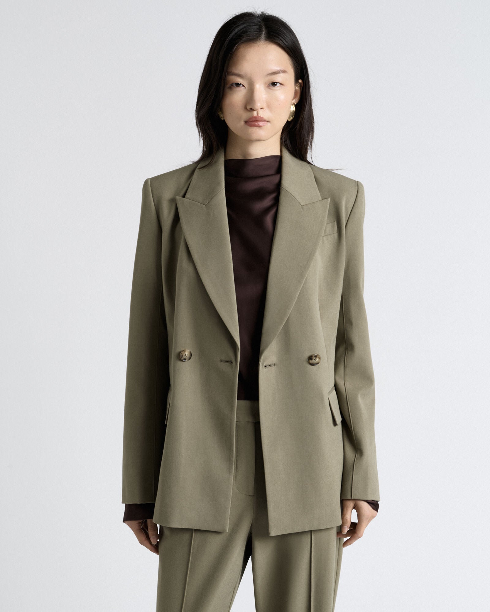Melange Suiting Double Breasted Blazer