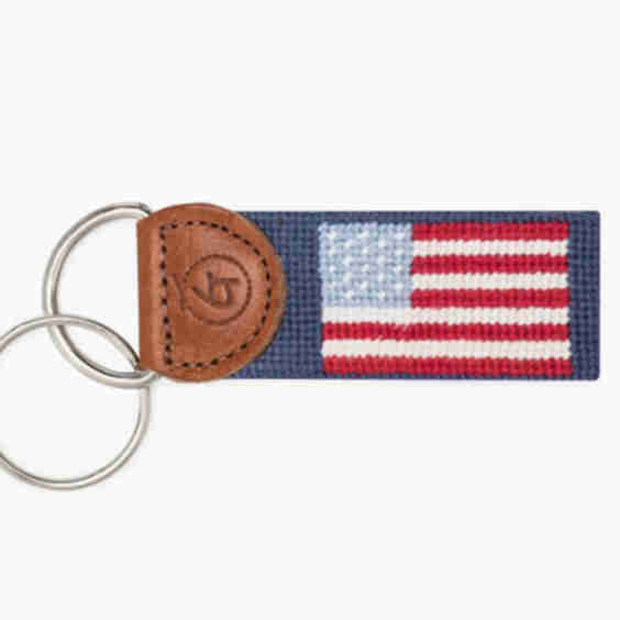 American Flag Needlepoint Keychain