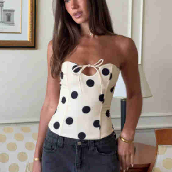 Baby Doll Strapless Bustier Polka Dot Top
