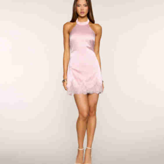 One More Toast Satin Halter Mini Dress