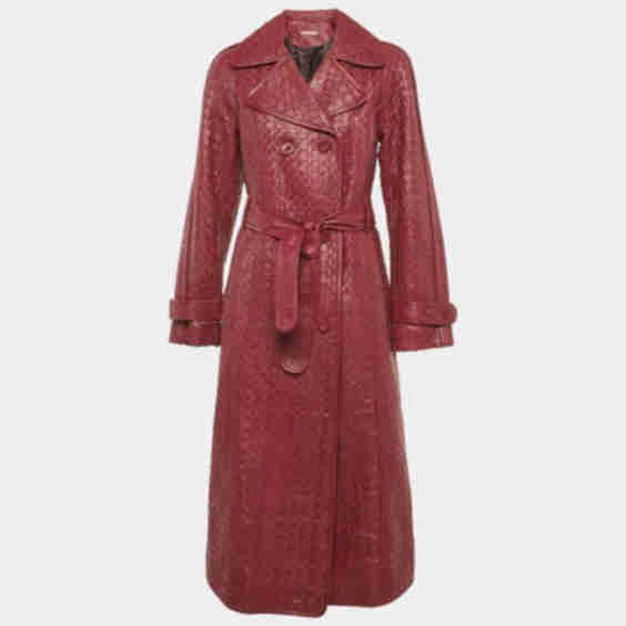 Cadogan Hand Woven By-Product Leather Midi Coat
