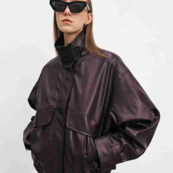 Vegan Leather Bomber Jacket