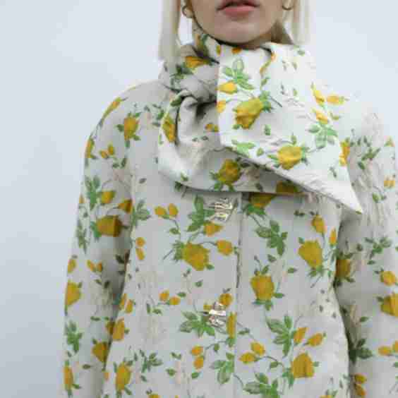 Floral Jacquard Padded Coat
