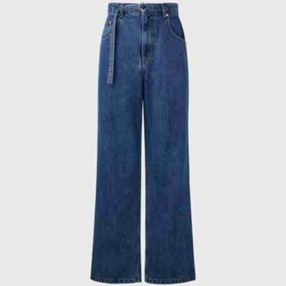 Belted Straight Denim Pants