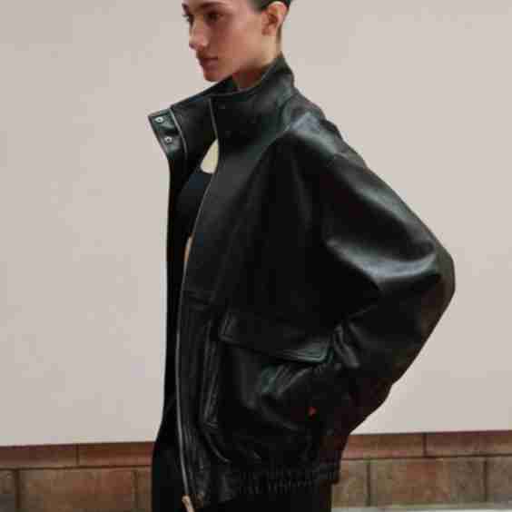 Shrunken Leather Overfit Jacket
