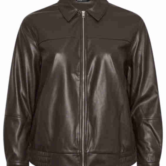 Curve Faux Leather Bomber Jacket