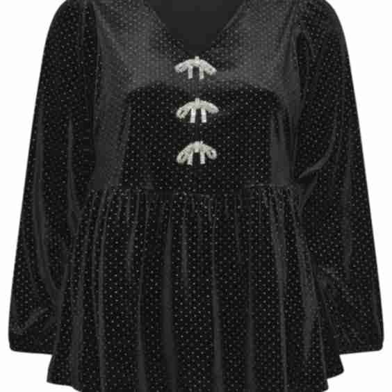 Velour Glitter Spot Long Sleeve Top