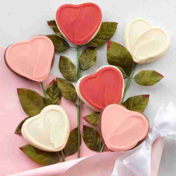 Cookie Flowers 6 Long Stem Buttercream Frosted Sugar Cookies