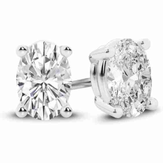 IGI Certified 1 Carat Oval Cut Lab Grown Diamond Stud Earrings