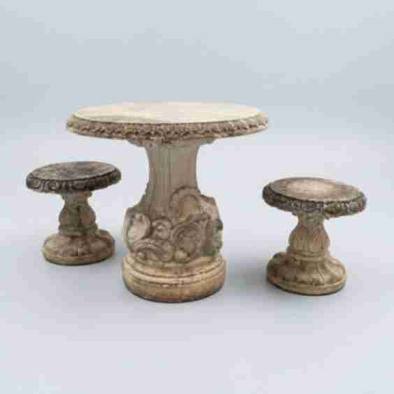 Reconstituted Stone Garden Set, 1970S. Set Of 3