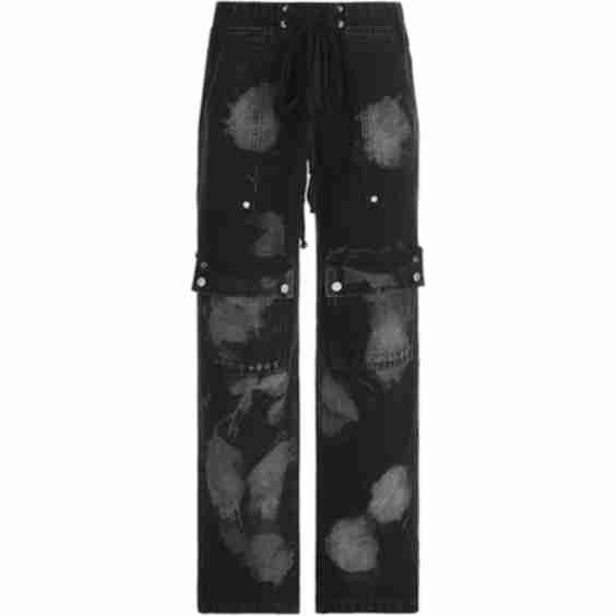 Street Distressed Print Low Rise Lacing Boyfriend Jeans