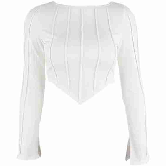 Ruched Textured Long Sleeve Tee