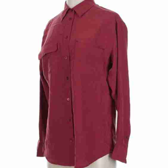 100 Silk Burgundy Long Sleeve Silk Top