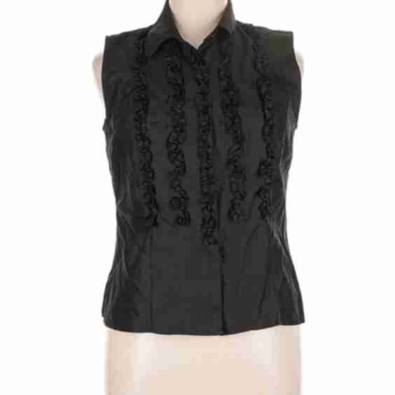 Collared, Beaded Accents Sleeveless Blouse