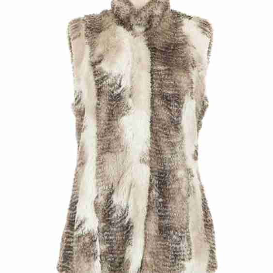 Polyester Ivory Faux Fur Vest