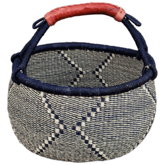 African Bolga Ghana Tan Black Woven Basket