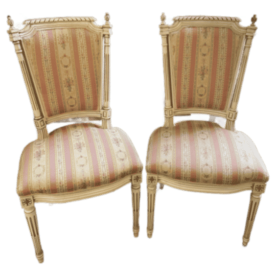 Pair Of Vintage Louis XVI Style Painted Side Chairs