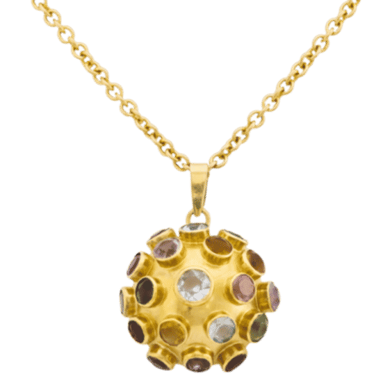 Vintage Multi-Stone 14k Yellow Gold Half Sputnik Necklace