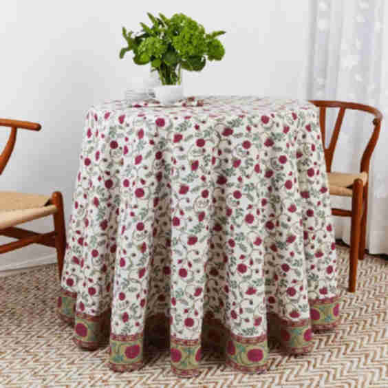 Gina 90 Inch Magenta Round Tablecloth