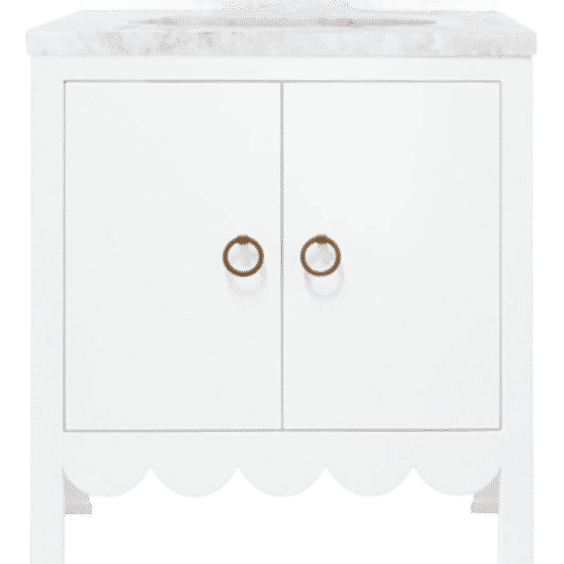 Kealy Matte White Lacquer Two Door Single Sink Bathroom Vanity