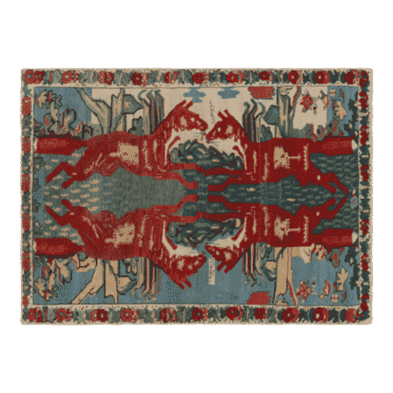 Antique Seychour Rug with Fox Pictorials And Floral Patterns