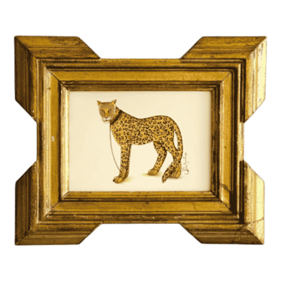 Original Hand Painted Leopard Painting In An Italian Antique Frame