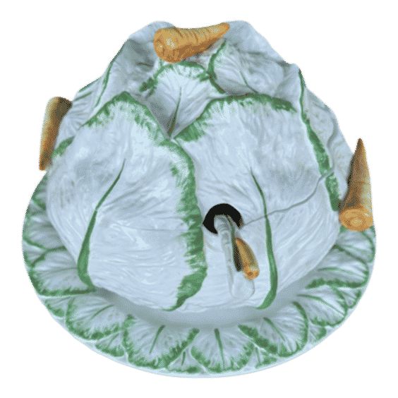 Vintage Italian Majolica Cabbage Set Carrot Handless