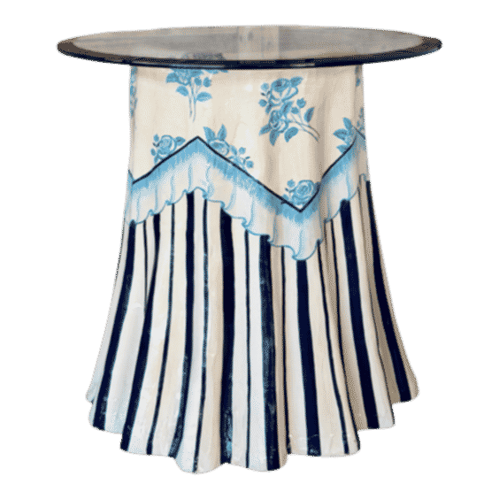 Trompe Loeil Hand Painted Skirted Side Table