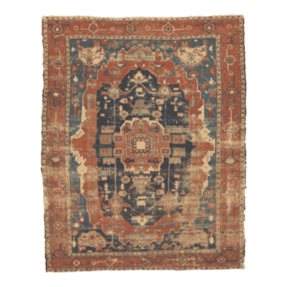 Late 19th Century Rustic Antique Persian Serapi Rug, 10'02 X 12'06