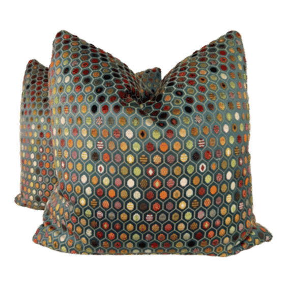 "Pelangi Velvet" in Color 1 22" Pillows-a Pair