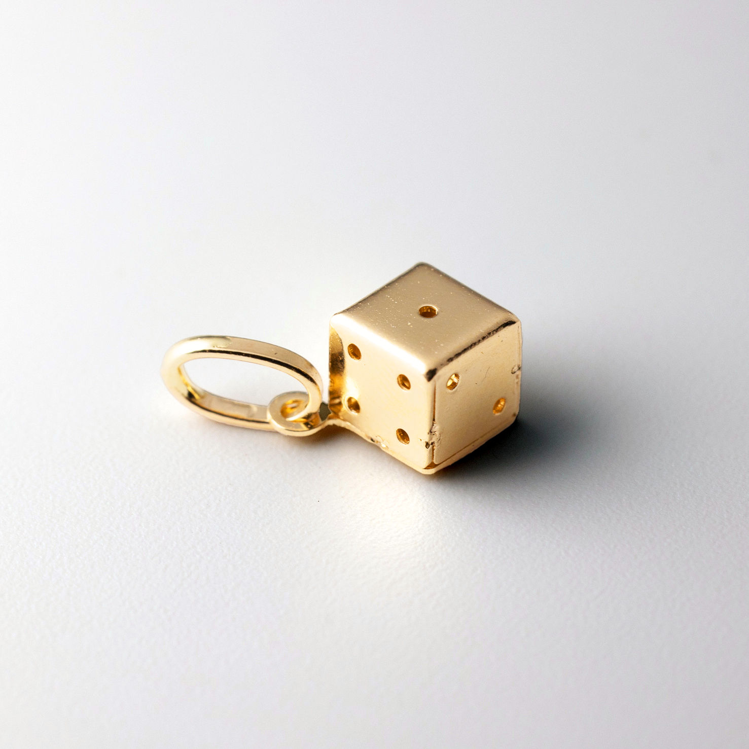 14K Gold 3D Dice Pendant