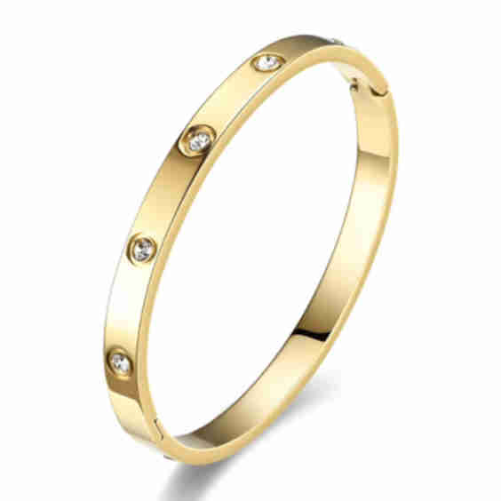 Waterproof Gold And Crystal Bangle Bracelet