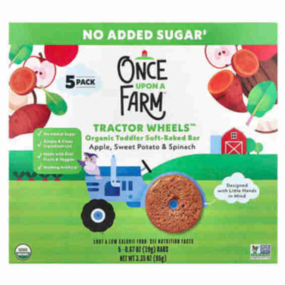 Tractor Wheels Organic Toddler Soft Baked Bar Apple Sweet Potato Spinach 5 Pack 0 67 Oz 19 G Each