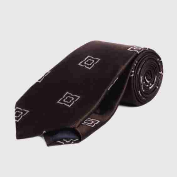 Italian Dark Brown & Purple Silk Medallion Tie